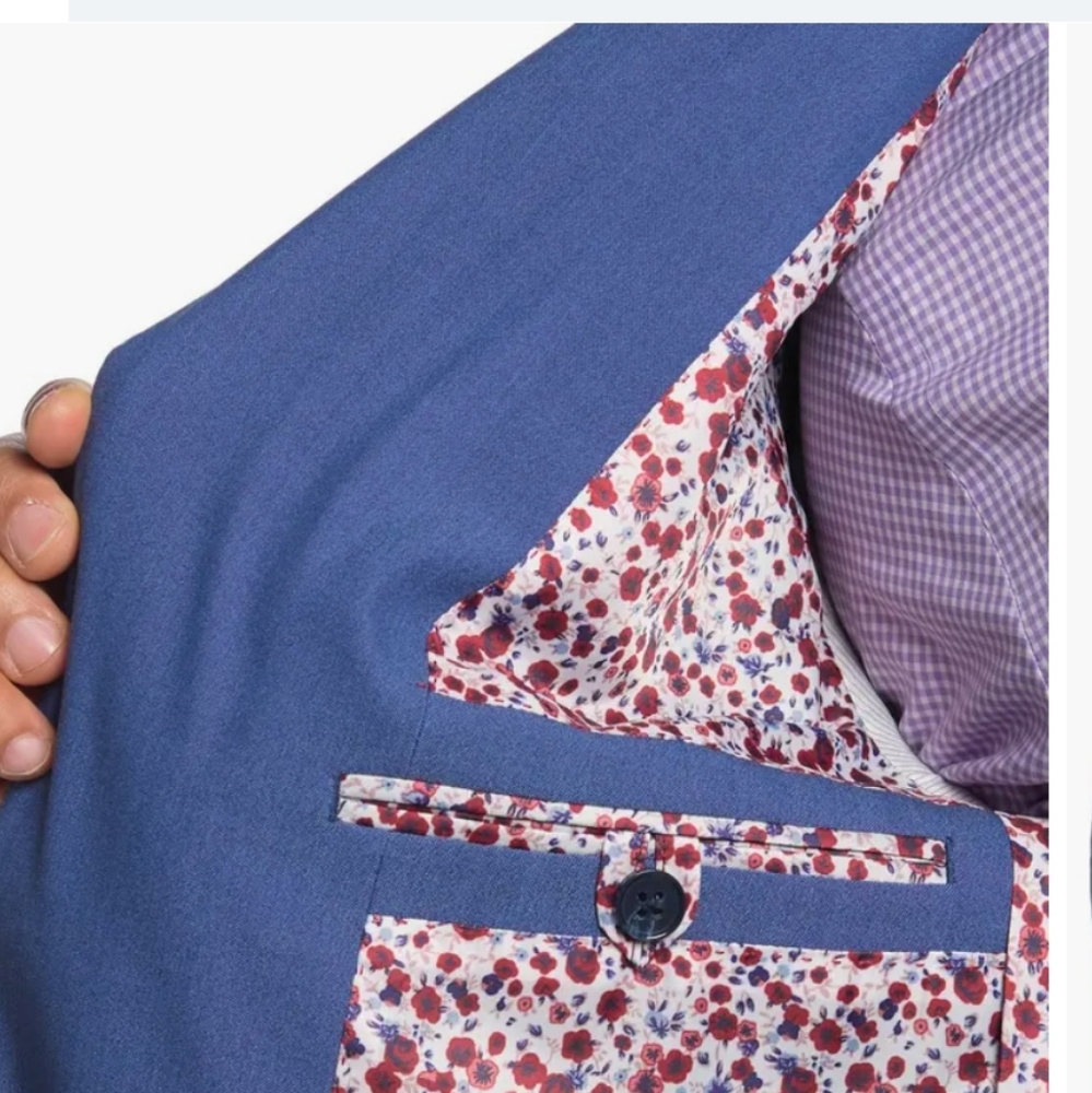 Hoxton Blue Solid Two Button Notch Lapel Slim Fit… - image 3